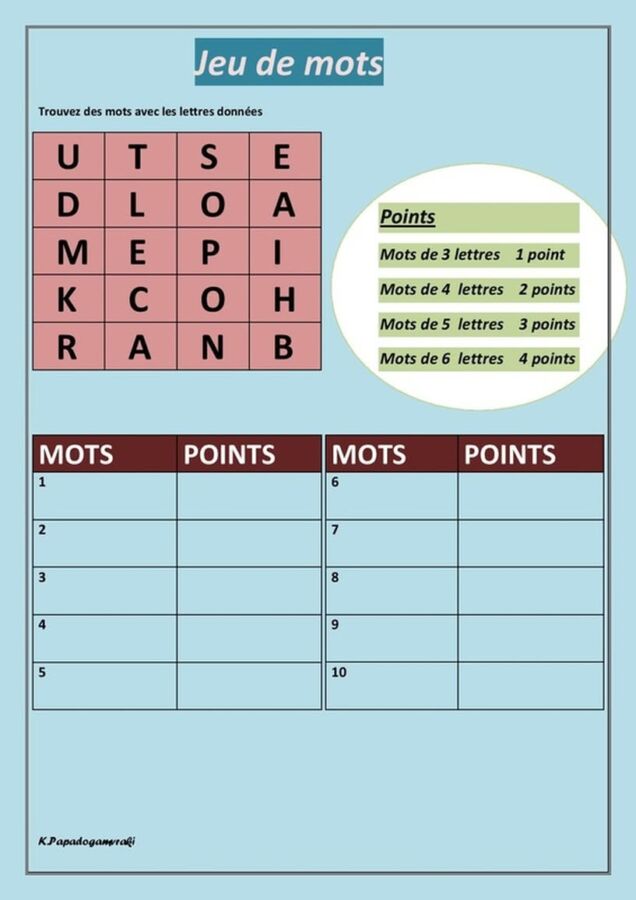 Jeux de mémoire imprimables
