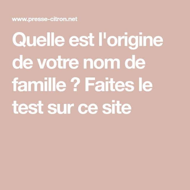 Origines nom de famille